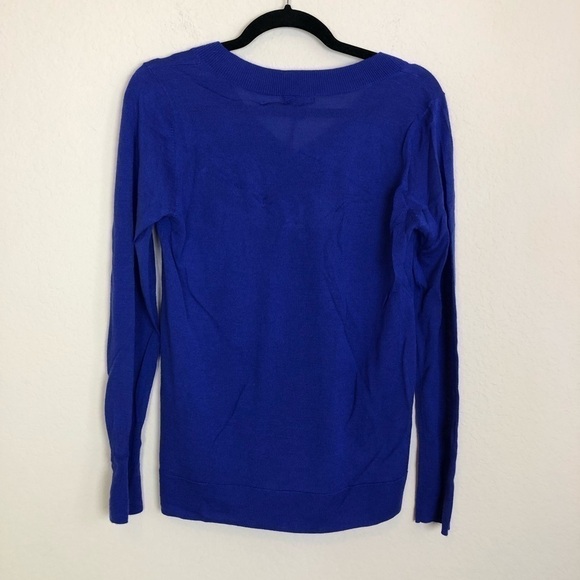 Halogen V-Neck Lightweight Merino Wool Blend Sweater in Royal Neon New With Flaw - Picture 8 of 13